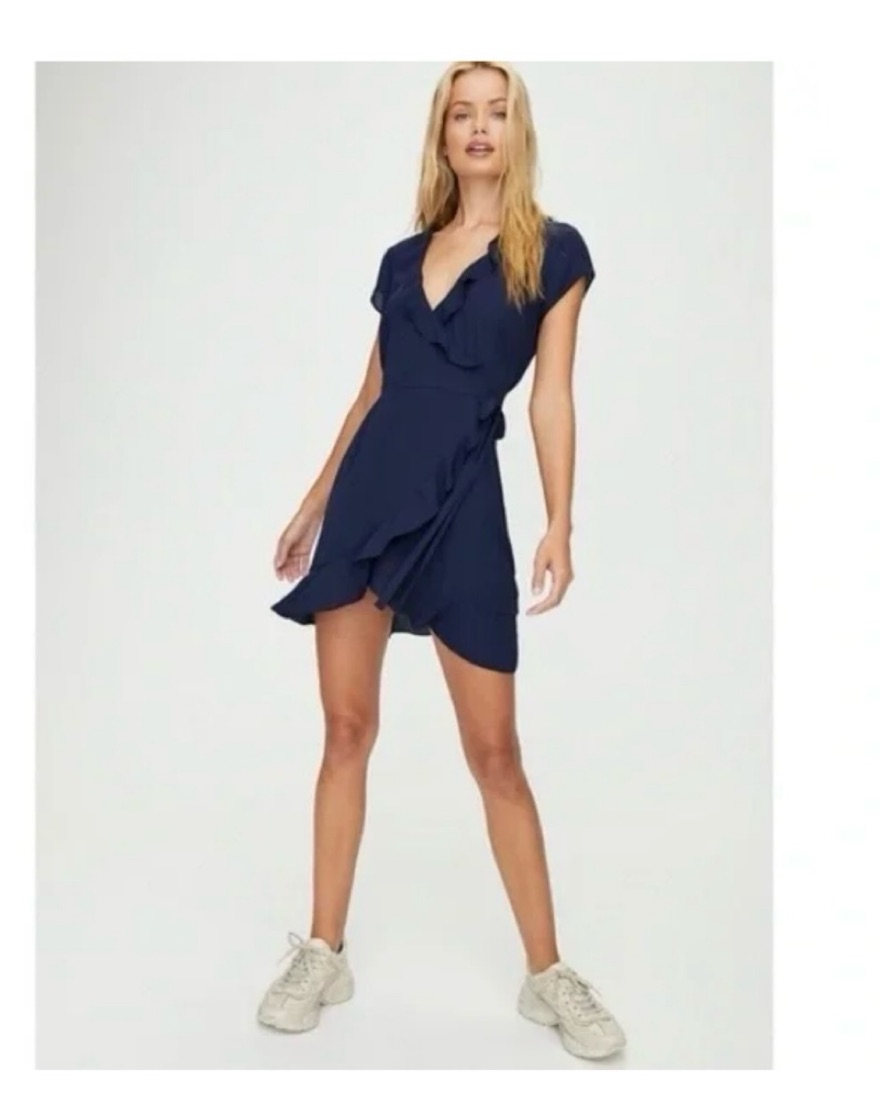 Aritzia Blue Ruffle Wrap Dress by Aritzia - Pickle