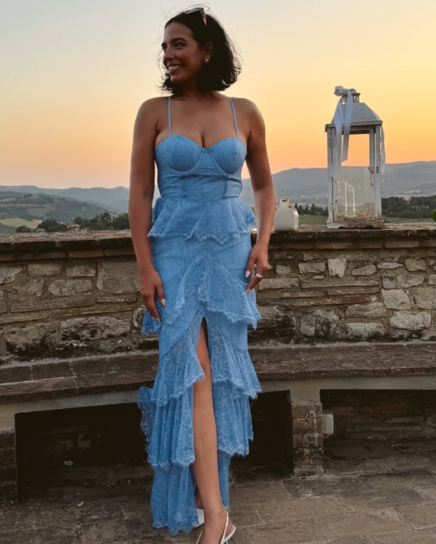 MAJORELLE Zelda Fitz Gown In Baby Blue by Majorelle - Pickle