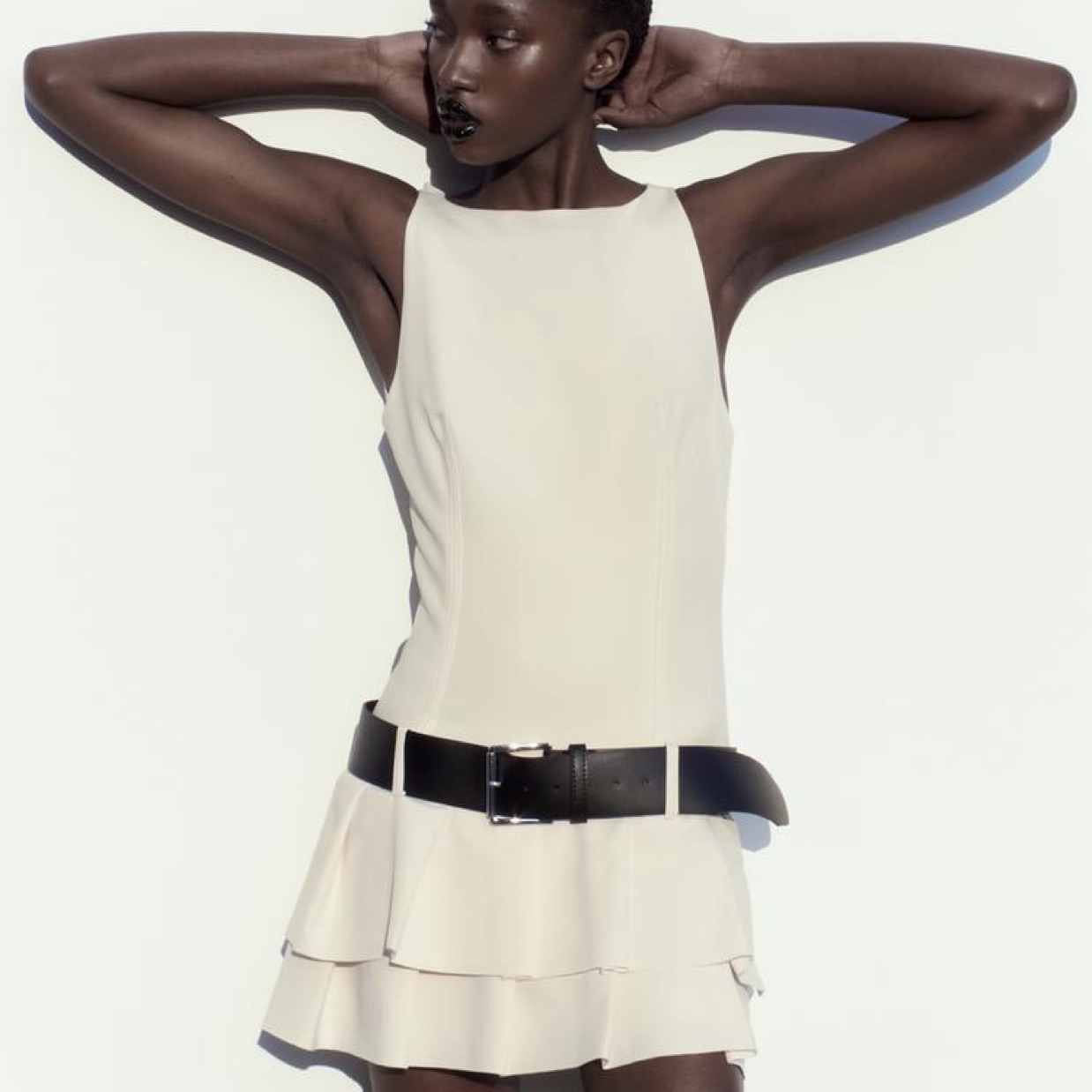pleated dress with belt zara Zara Viral Box Pleat Belted Dress by Zara