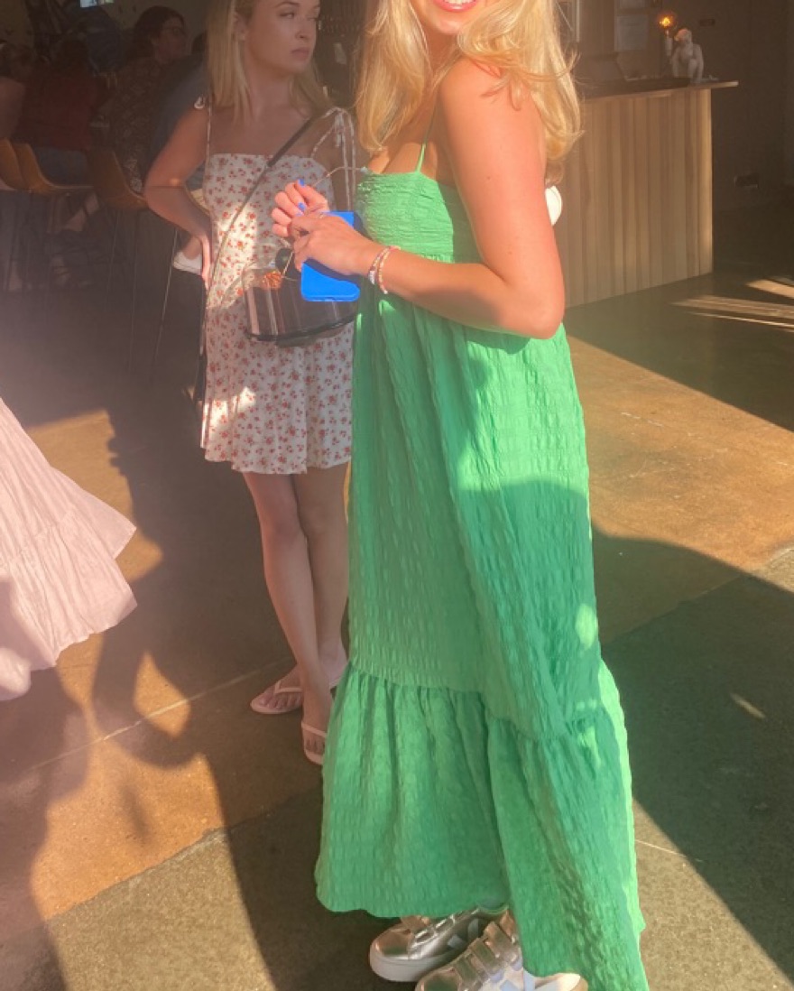 green textured maxi dress Baltic Born Womens Marseille Embossed Maxi Dress | Green main image 1