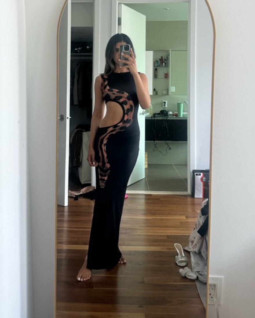cut out detail maxi dress in viper Viper Cut Out Maxi Dress by Murci