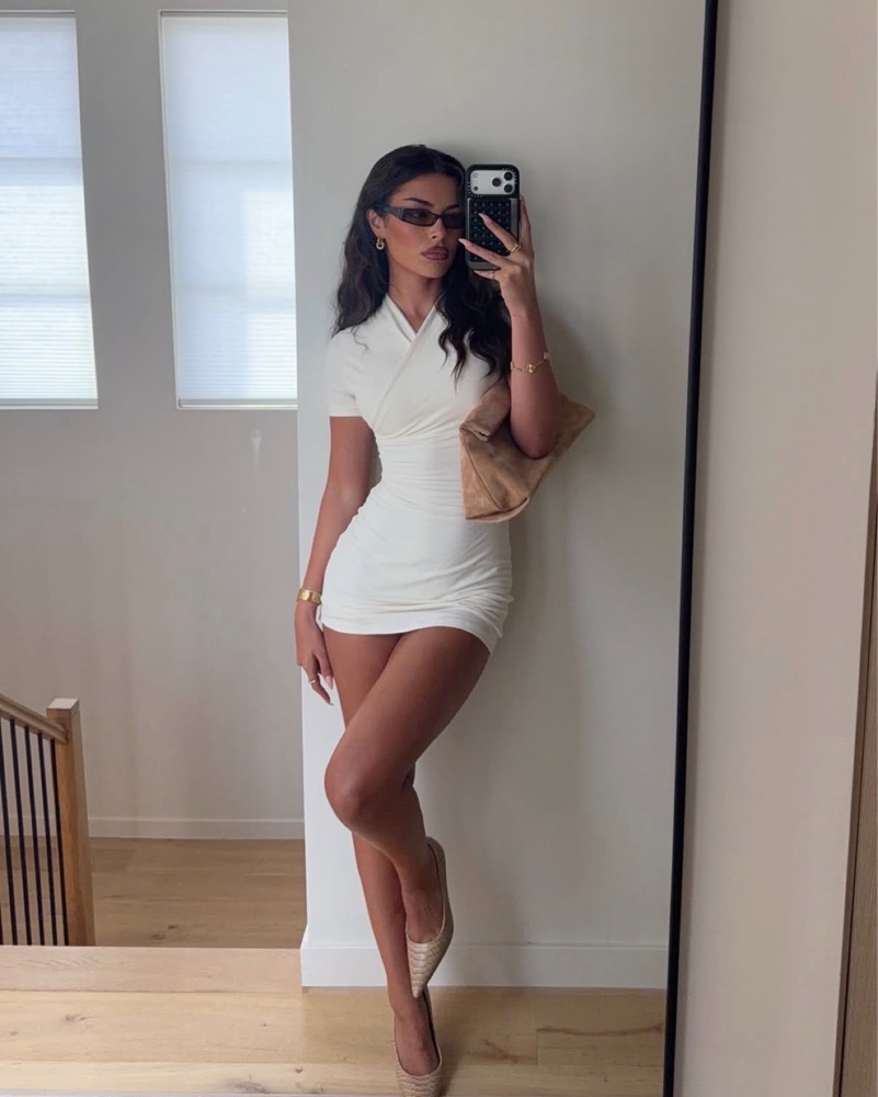 white skims dress SMOOTH LAYERS SCOOP NECK LONG | EGRET Tailored with a high crewneck SKIMS Fits Everybody Lace Slip