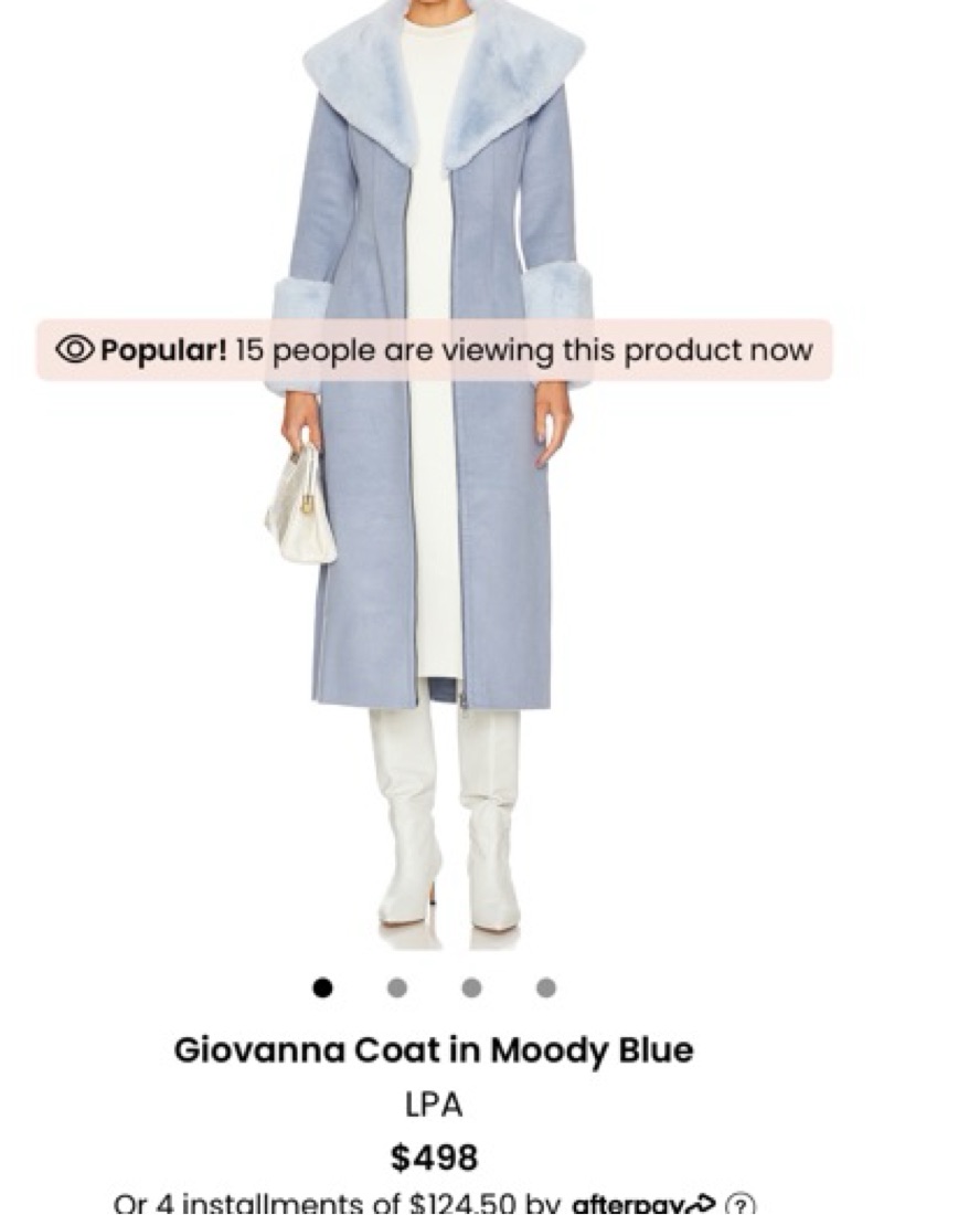 LPA giovana Coat - Blue Faux Fur Trim by LPA - Pickle