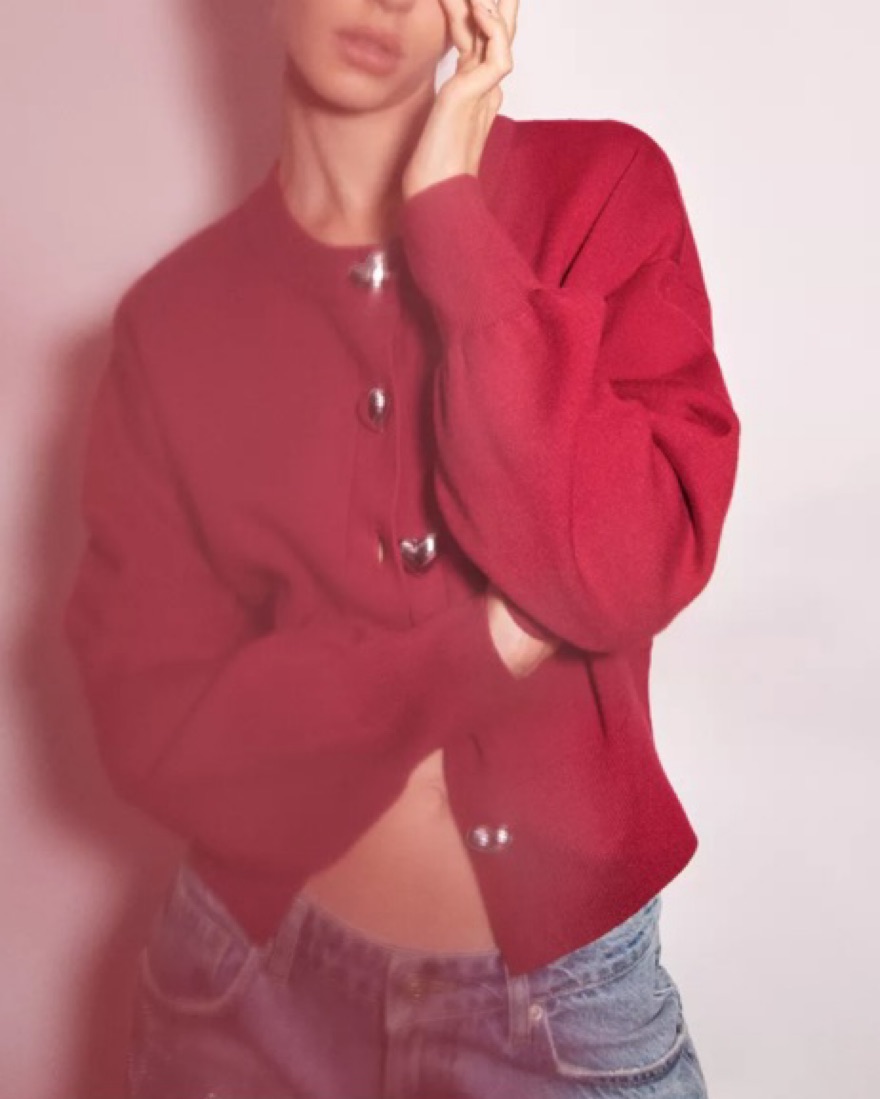 Zara Heart Button Knit Cardigan | Pickle