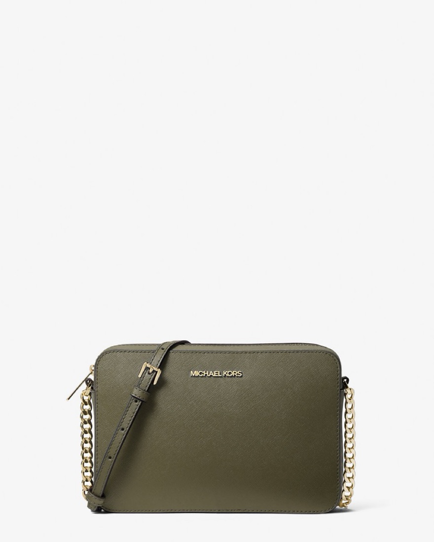 Jet Set Large Saffiano Leather Crossbody by Michael Kors - Pickle