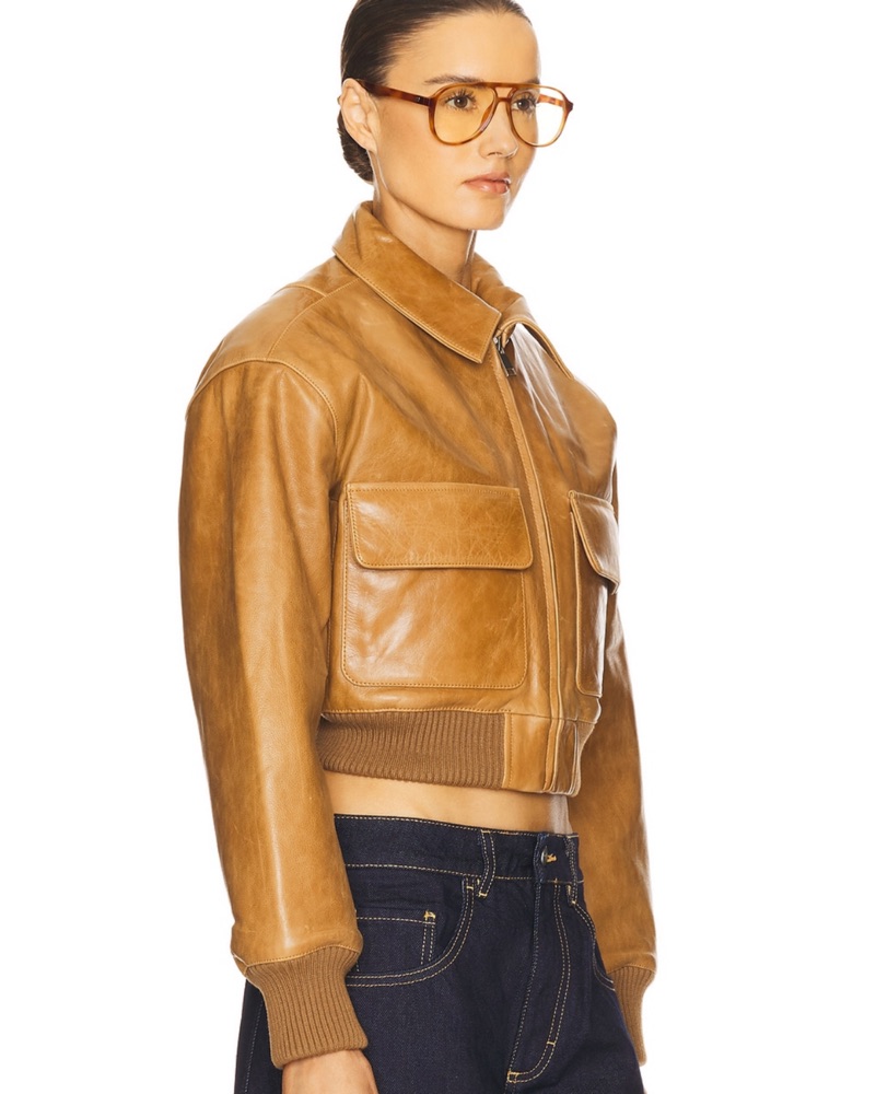 Half Cropped Helvetia™ Women's 54 キャメル modaスエードブルゾン ミエルちゃん☆　pelle Snap | Fleece ジャケット・アウター