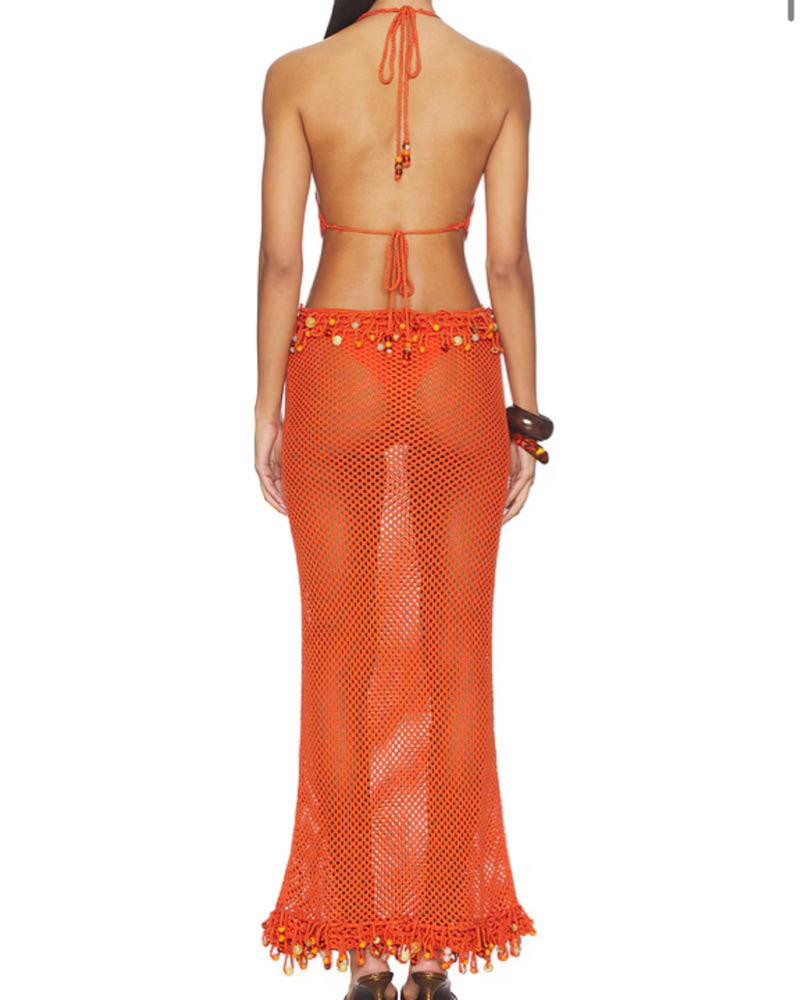 Vibrant Orange Mesh Maxi Dress by Jaded London - Pickle