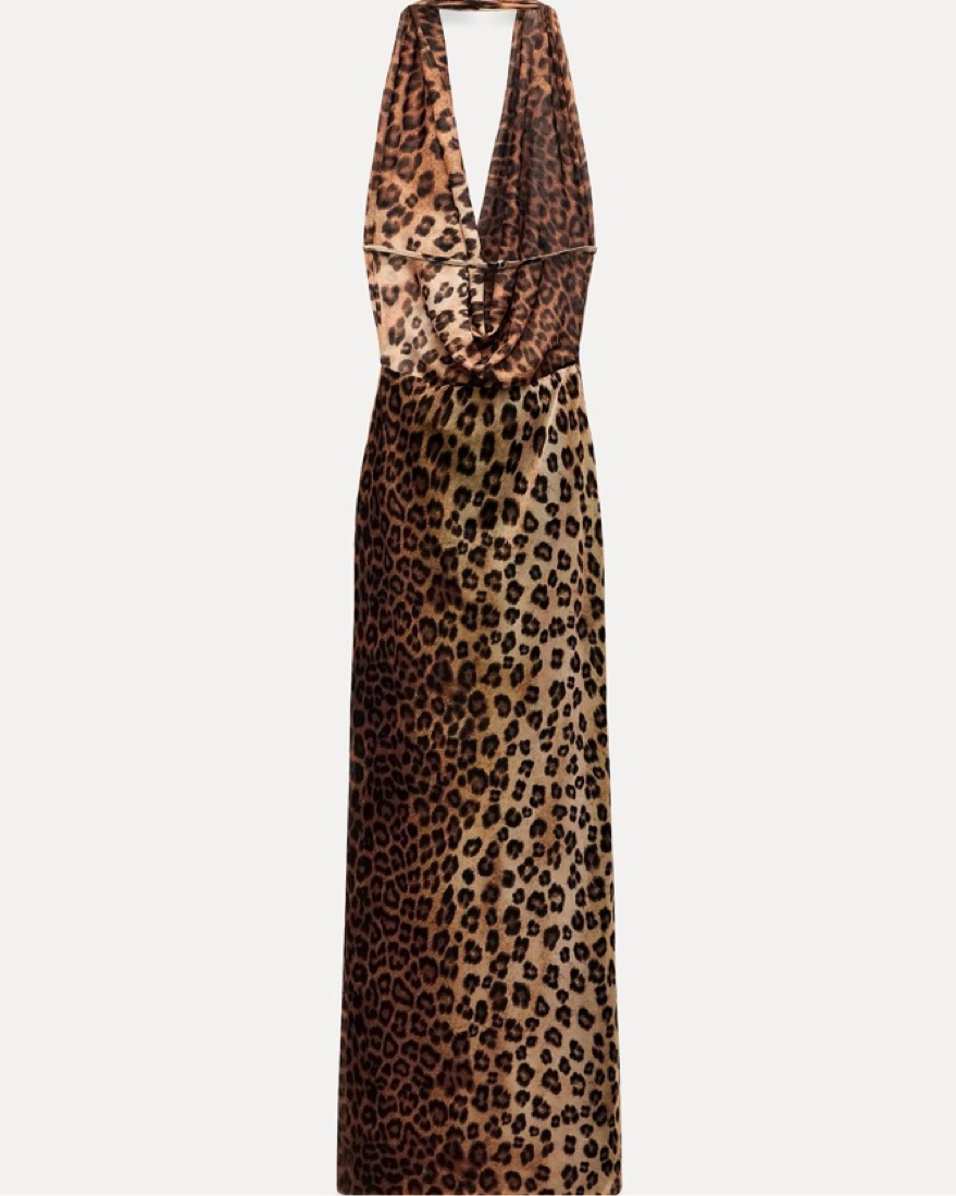 Zara Animal Print Halter Maxi Dress by Zara - Pickle