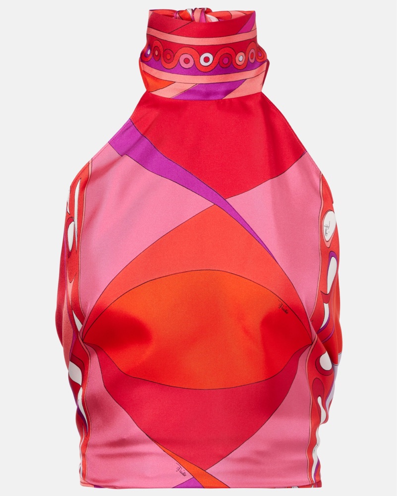 Pucci Open Back Silk Top by Pucci - Pickle