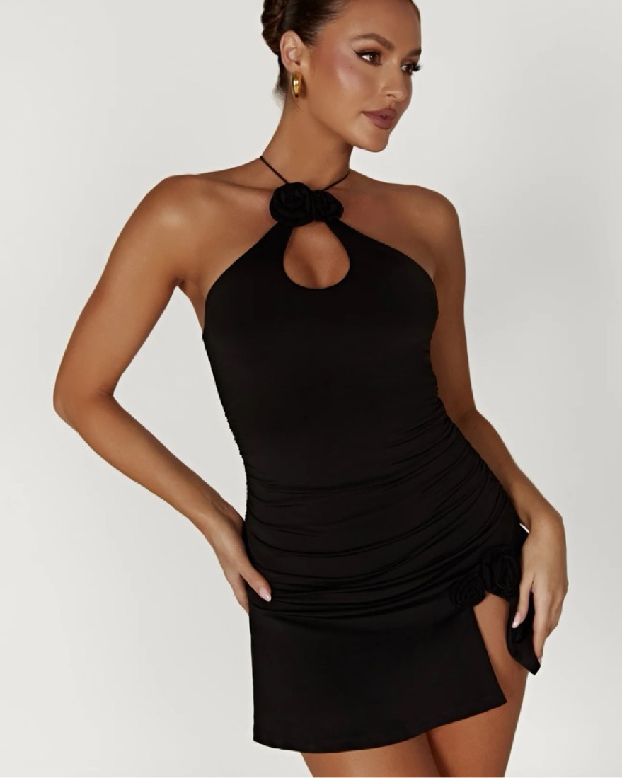 black tall skinny dresser Noire Rosette Corset Mini Dress – Chaud Tokyo main image 0