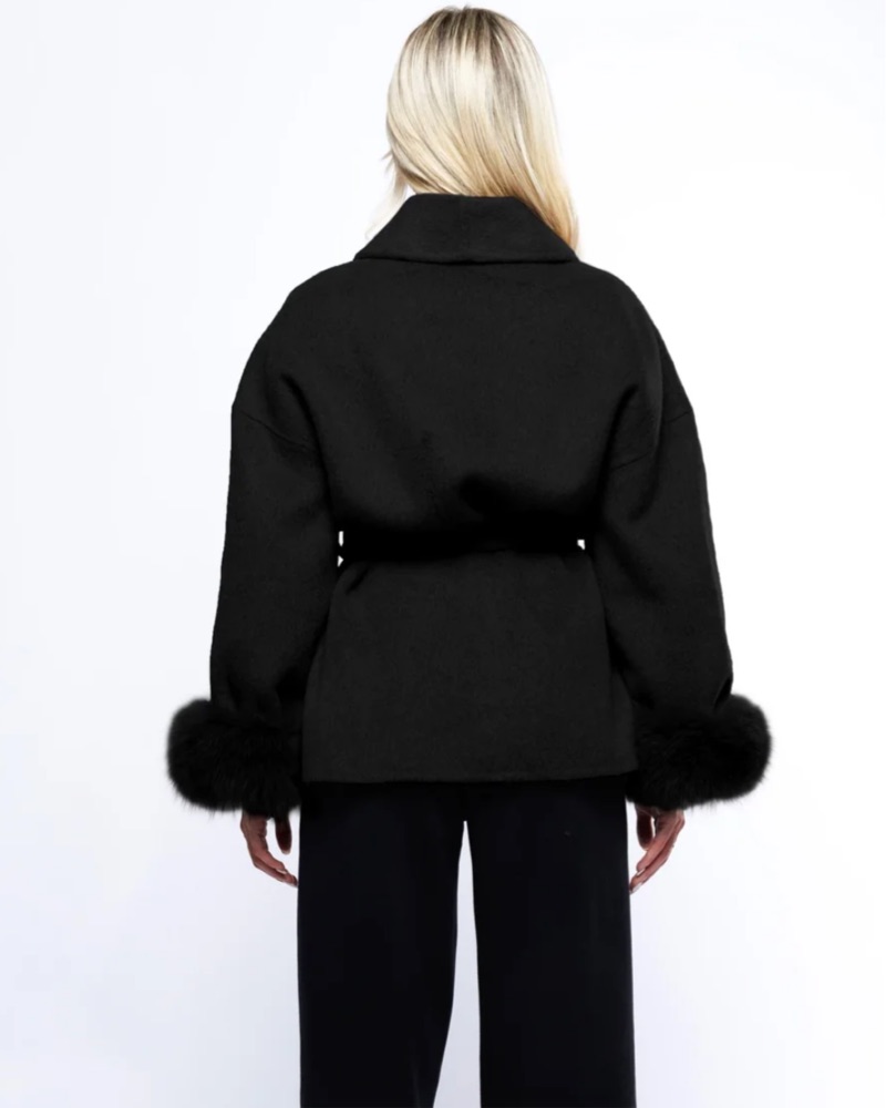 Maison Maia Wool Coat With Fur Cuffs by Maison maia - Pickle