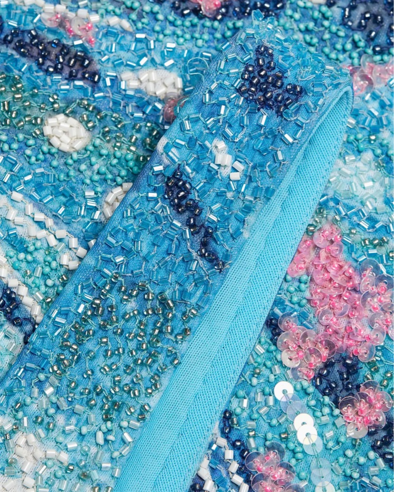 staud blue beaded dress STAUD, Le Sable Dress in Blue Prism, Size Large main image 1