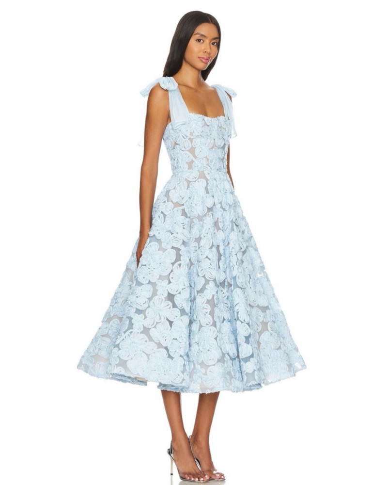 bronx and banco blue lace dress Bronx and Banco Blue Tiered Lace Dress in Dallas