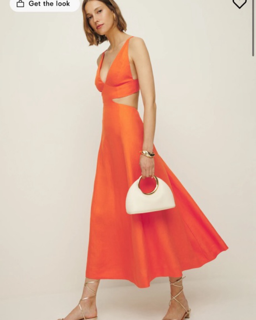 reformation samara linen dress Reformation Samara Linen Midi Dress In Orange - 70% Off