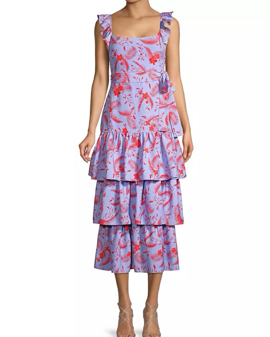 print cotton dress UNTUCKit Women's Gauze Flutter Sleeve Arya BIN-091319-SECTION K Perfect for sunny days Midi Maternity Dresses | color:Blue, Cream Jacquard