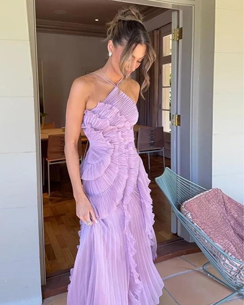 Purple Ruffle Halter Dress by Emilia the label - Pickle