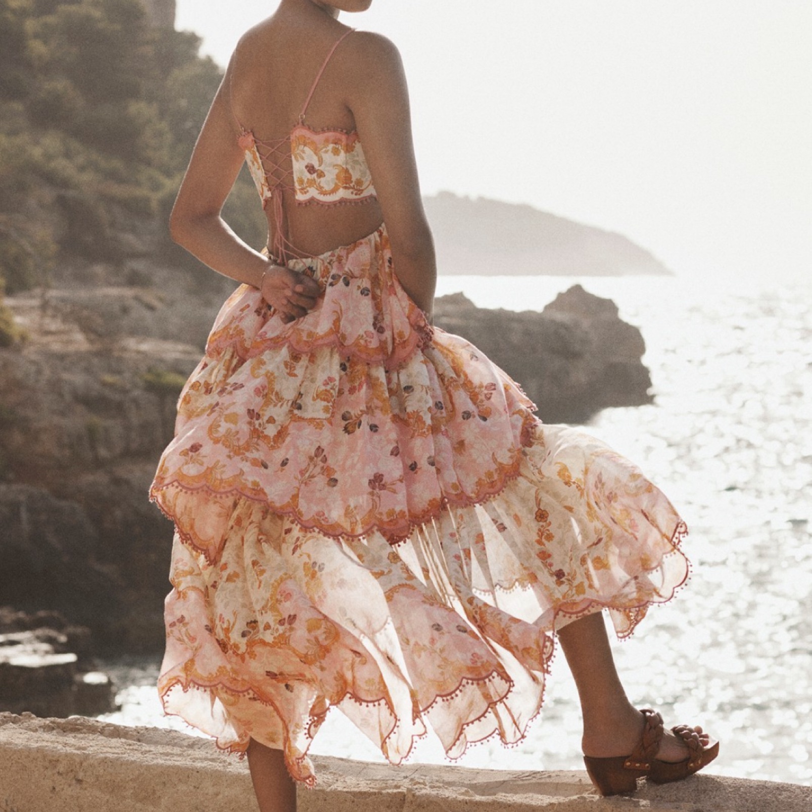 zimmermann laurel tiered open back dress ZIMMERMANN Laurel Tiered Open Back Maxi Dress