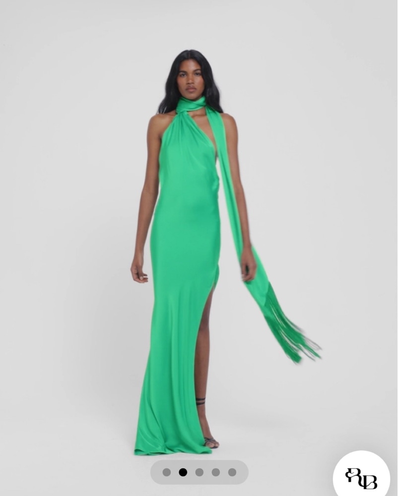 Vibrant Green Halter Maxi Dress by Rat & Boa - Pickle