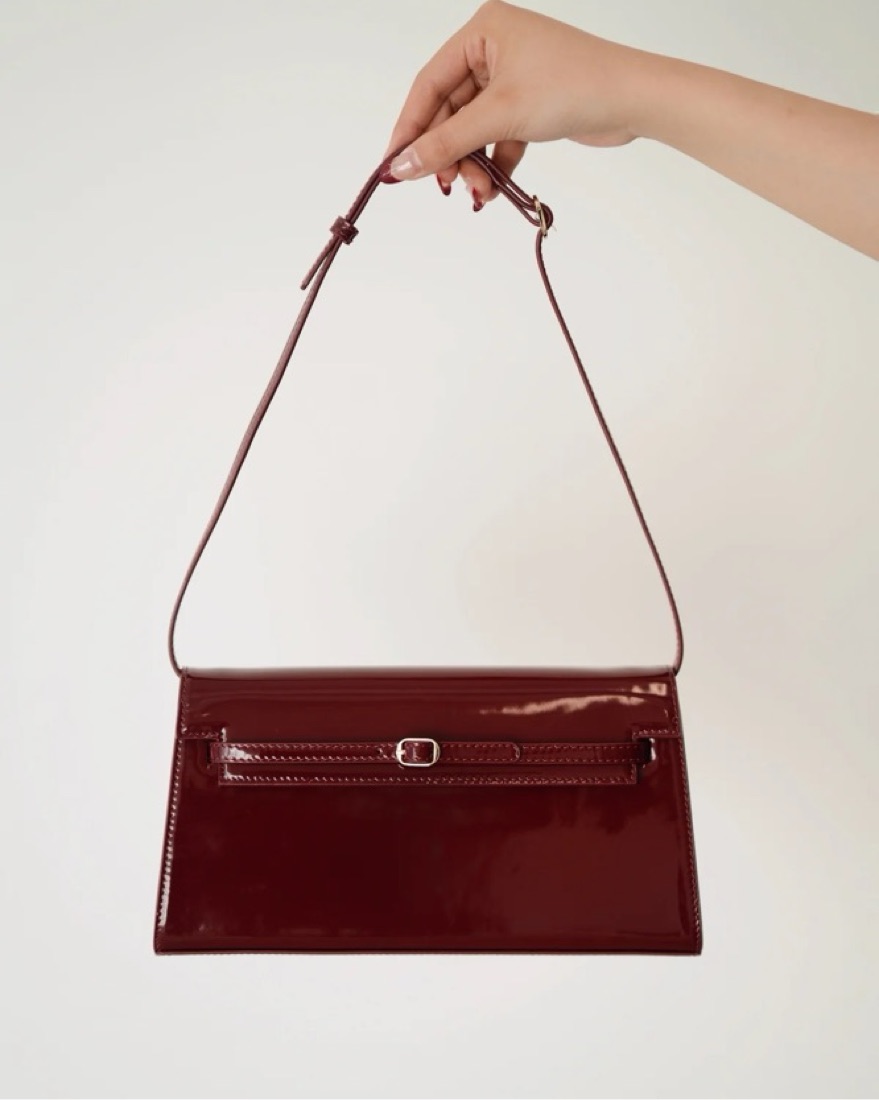 Verafied Patent Dark Cherry Shoulder Bag by Verafied NY - Pickle