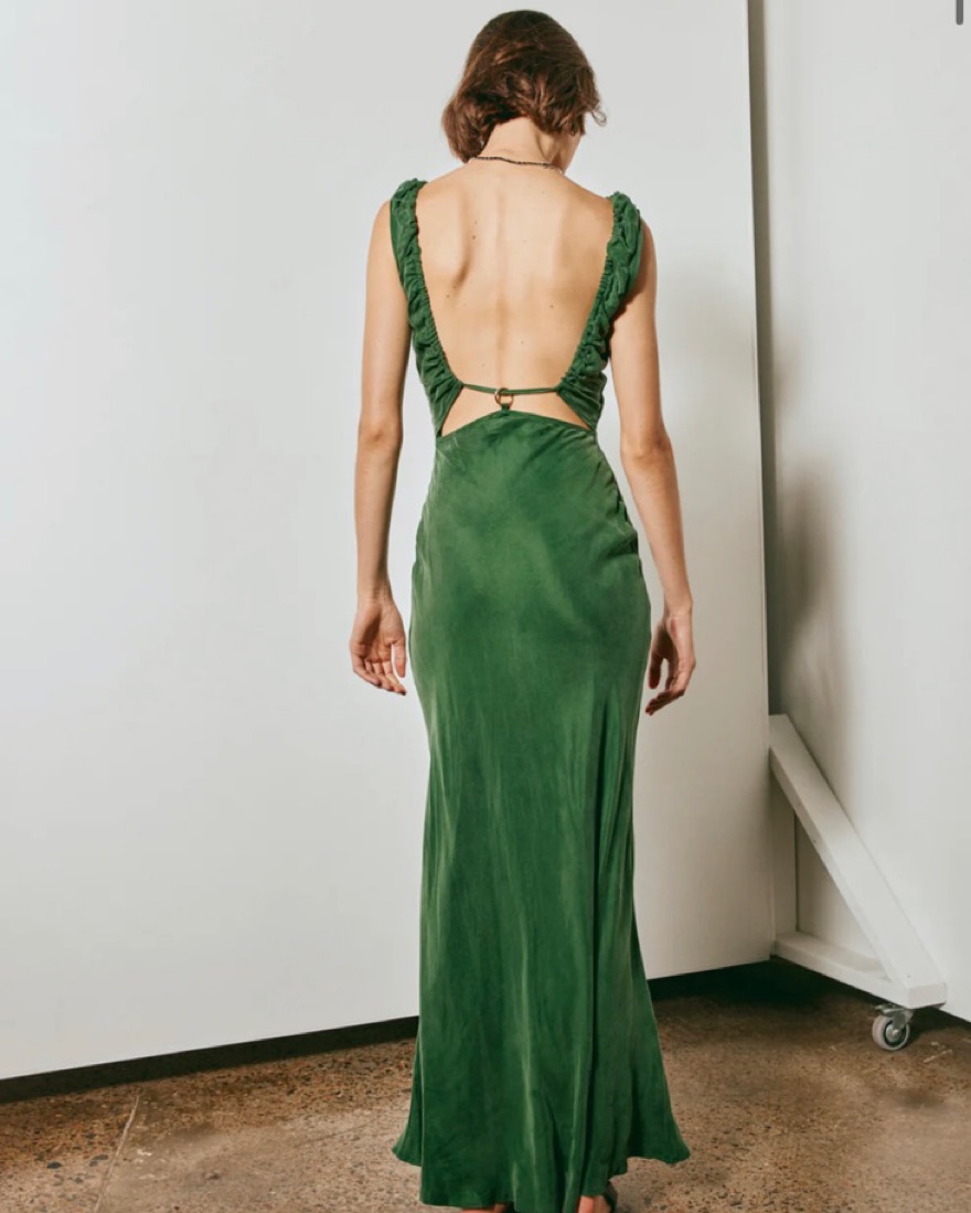 AFTER DARK BIAS CUT MAXI DRESS FOREST by Vrg Girl - Pickle