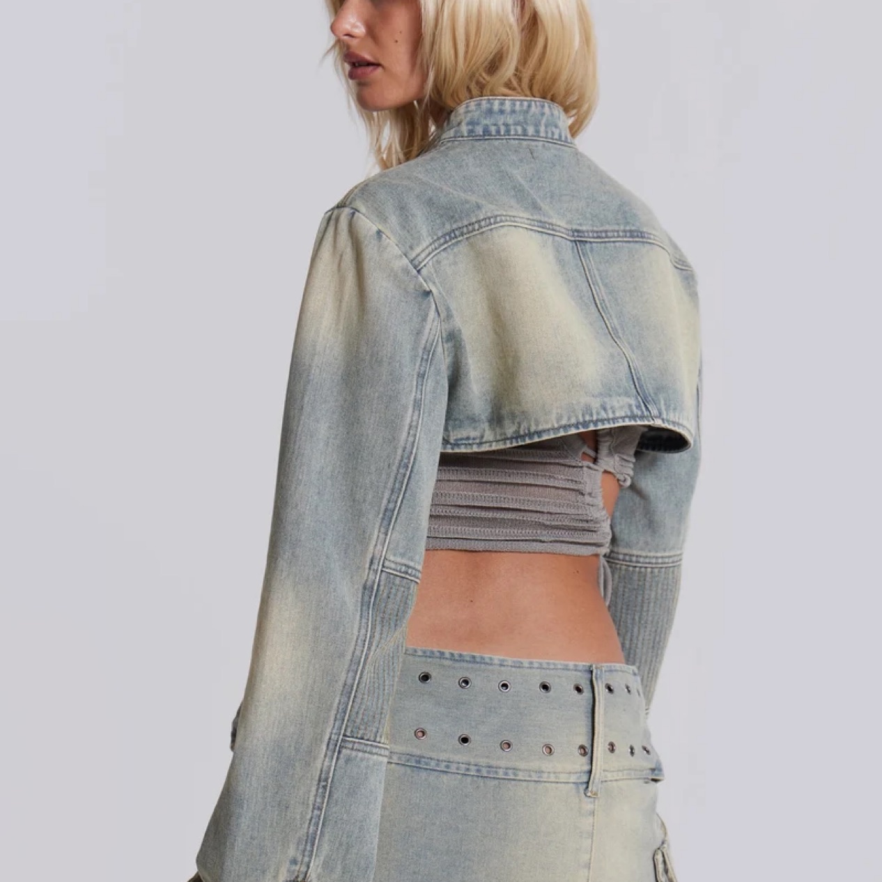 Denim Assasin Ultra Cropped Jacket by Jaded London - Pickle
