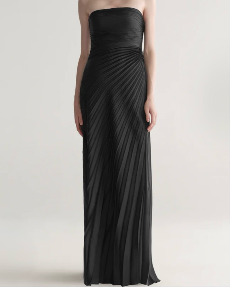 alc bianca strapless pleated maxi dress A.L.C. Bianca Strapless Pleated Maxi Dress in Black, Size 00