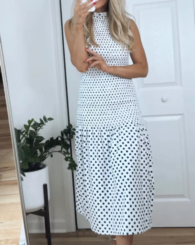 j crew blue polka dot dress J Crew sleeveless polka dot dress size small