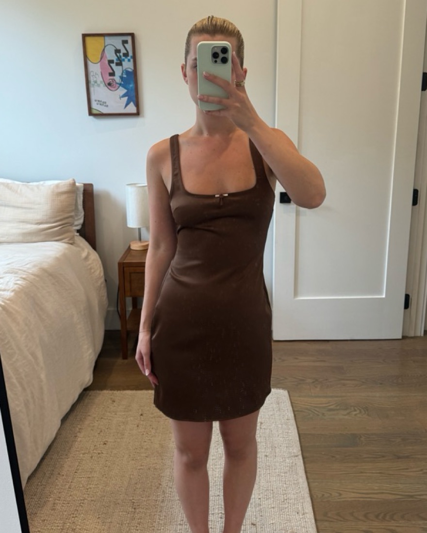 Zara Brown Satin Slip Mini Dress by Zara - Pickle