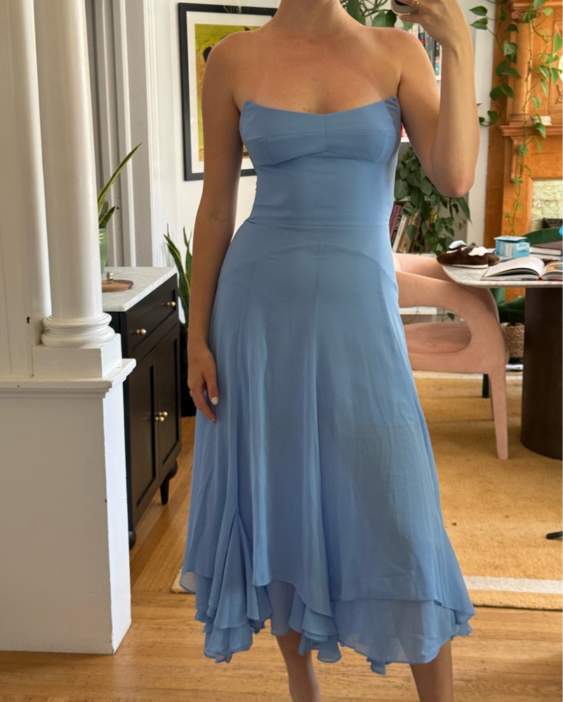 amanda uprichard blue dress Ashton Maxi in Satin Style Details Amanda Uprichard Winslow Dress in