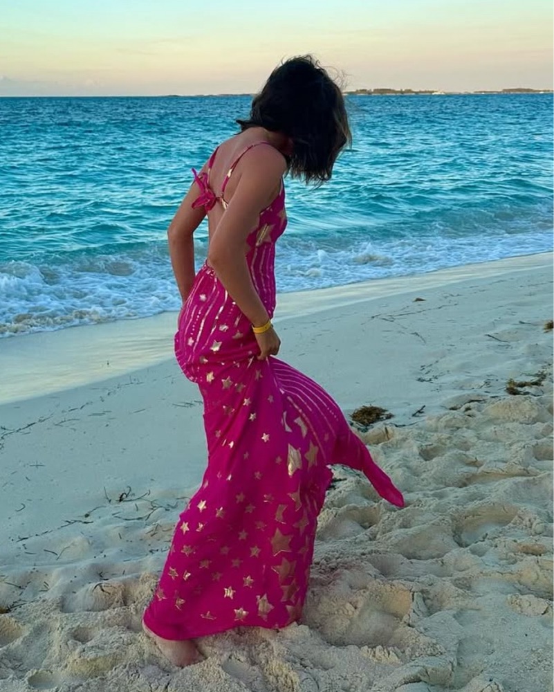 LoveShackFancy Pink Gold Star Maxi Dress by LoveShackFancy - Pickle