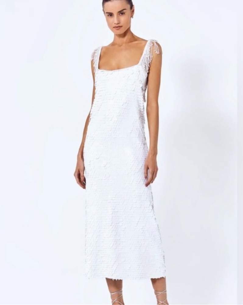 nwot alexis maxi sequin dress Alexis NWOT Juliane Shimmer Knit Maxi Slit Dress Size XS in Pink/Metallic  Tan