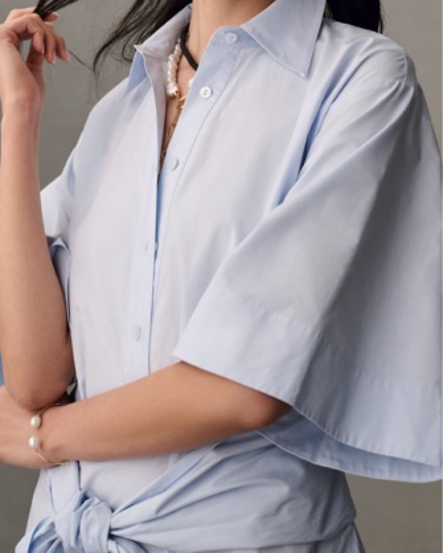 【I AM MARI】Oe Short Sleeve Shirt Wrap One Piece Oriental One-Up Short Sleeve Shirt in Black