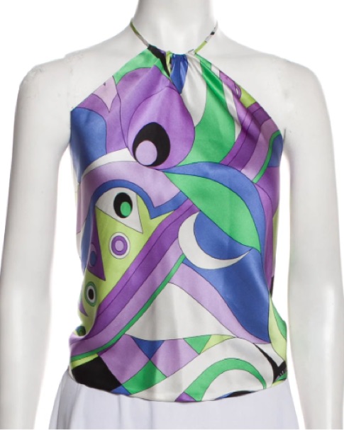 Emilio Pucci Style Silk Halter Top | Pickle