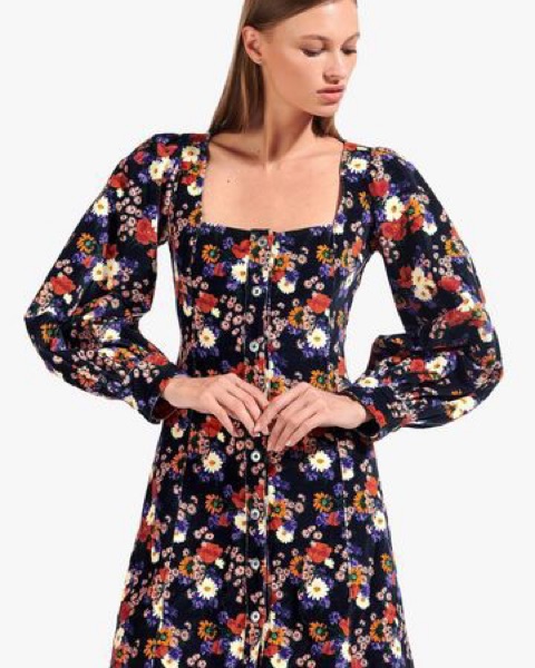 STAUD Chandler Velvet Dress Black Floral by Staud - Pickle