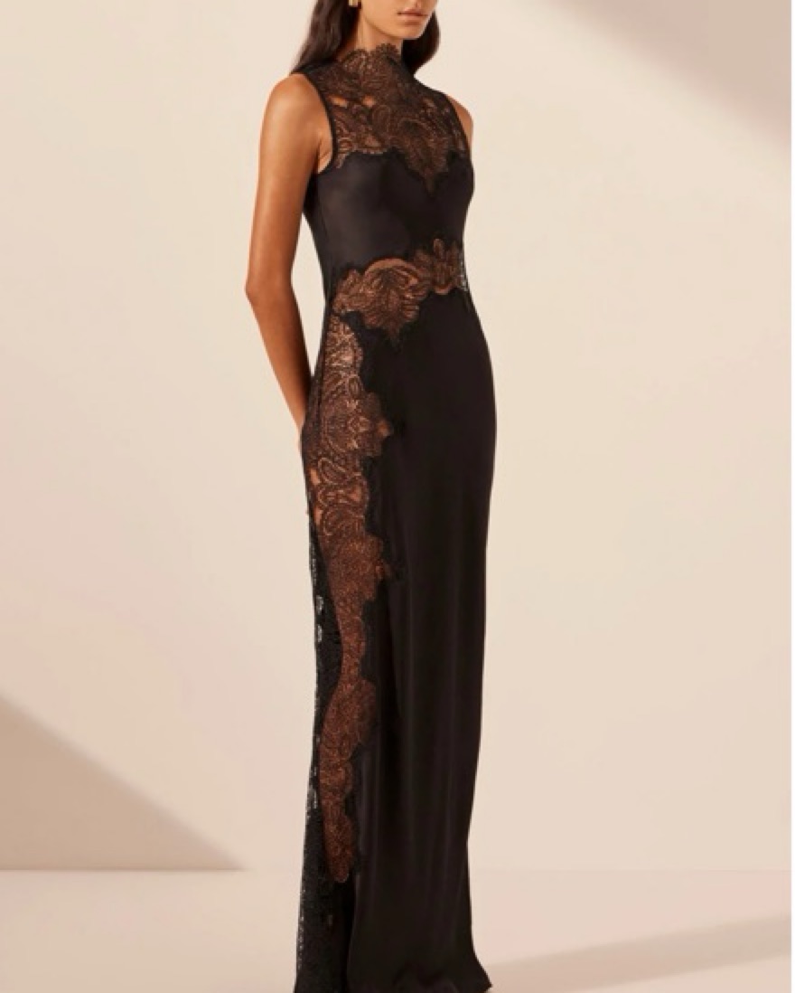 Jamila Lace High Neck Maxi Dress Black by Shona Joy - Pickle