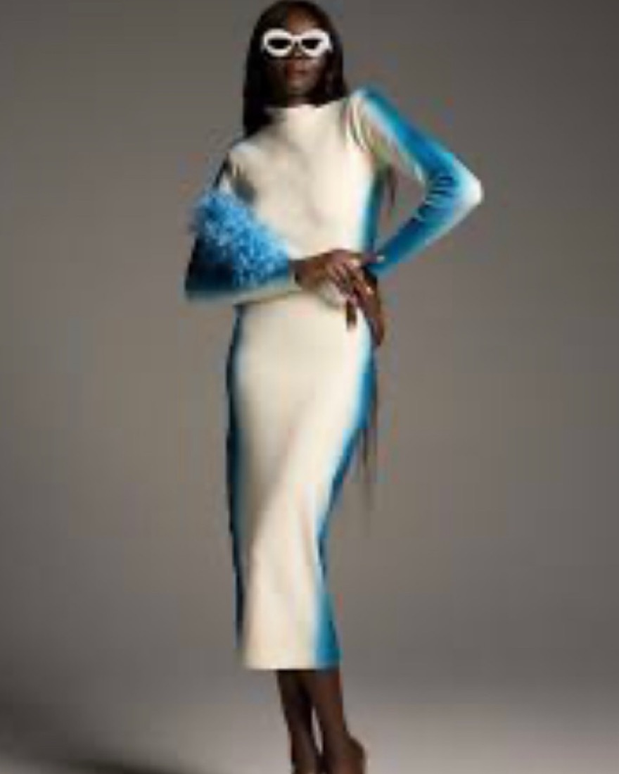 hanifa blue dress Hanifa Midi Length Dress - Blue Dresses, Clothing - WHANT20422