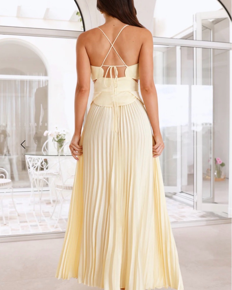 Elegant Pleated Maxi Dress by Hello Molly - Pickle