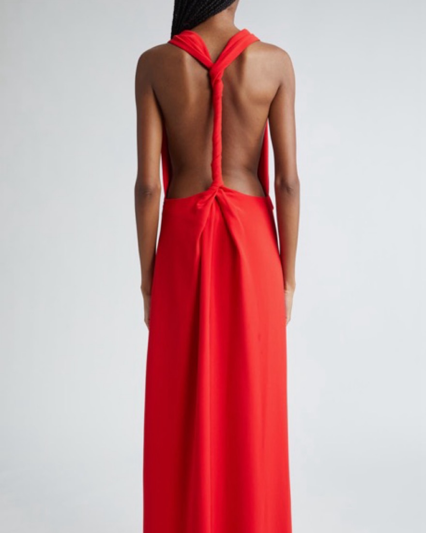 selena backless twist back matte viscose crepe dress Selena Twist Back Dress in Matte Double Crepe
