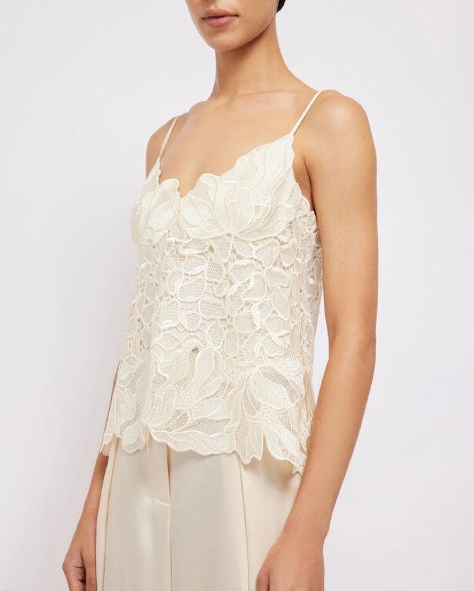 リ*サ様 layered lace tank チョウピラコ Simkhai Ivory Lace Tank Top by Jonathan Simkhai - Pickle