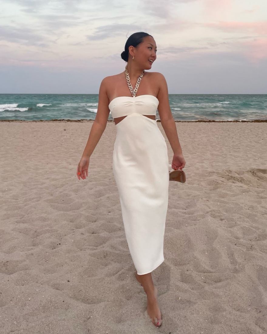 Zara White Cutout Dress w Halter Chain | Pickle