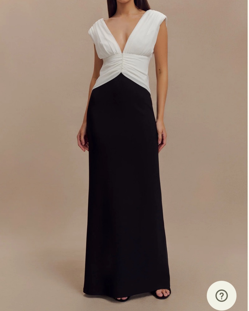 meshki black and white dress Solaris Strapless Contrast Knit Maxi Dress - Black/White