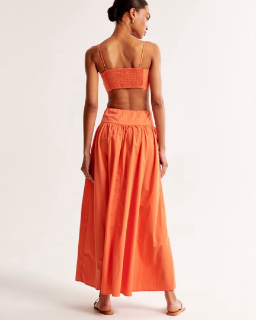 Orange Drop Waist Cutout Dress by Abercrombie and Fitch - Pickle