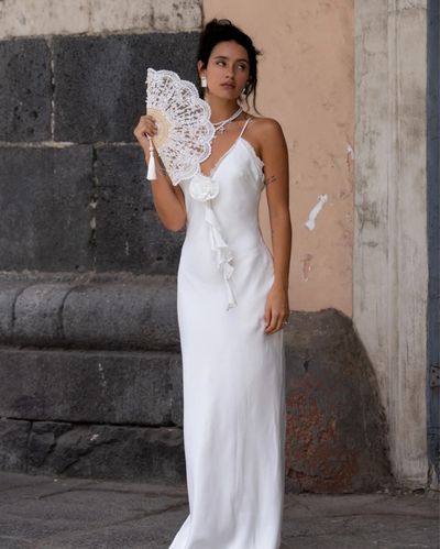 Prosecco White Rosette Frill Maxi Dress by 12th Tribe | Pickle