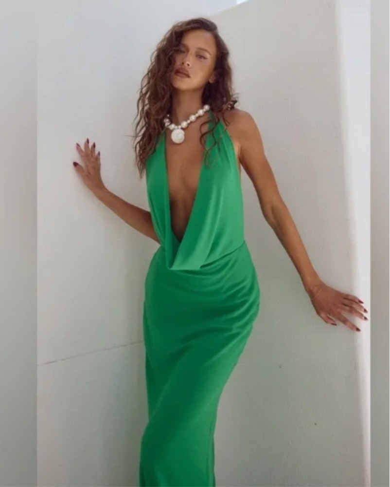 Runaway the Label Green Lexi Cowl dress by Runaway the Label - Pickle