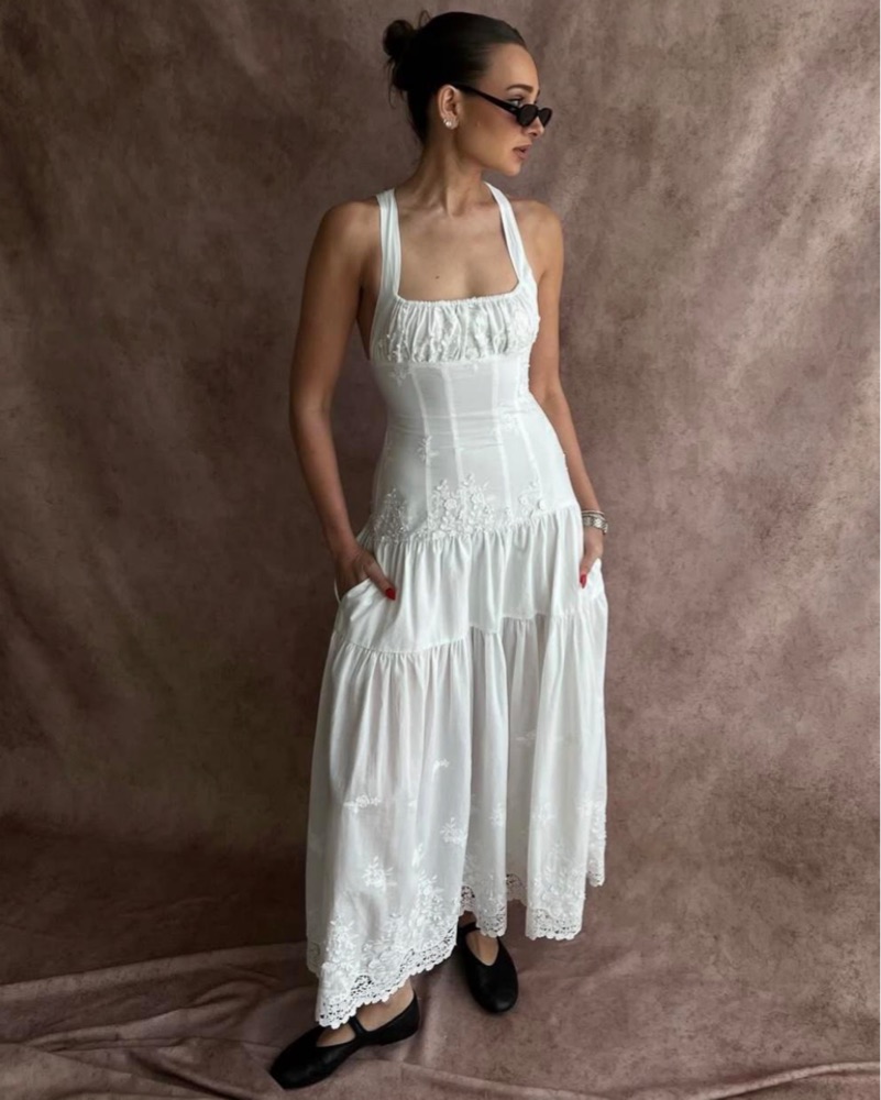 shoulder cut dress Off Corset Glitter Satin Formal Evening robe halter Pleated satin wraps across Pricilla Backless Maxi Dress size:US 6 (S)