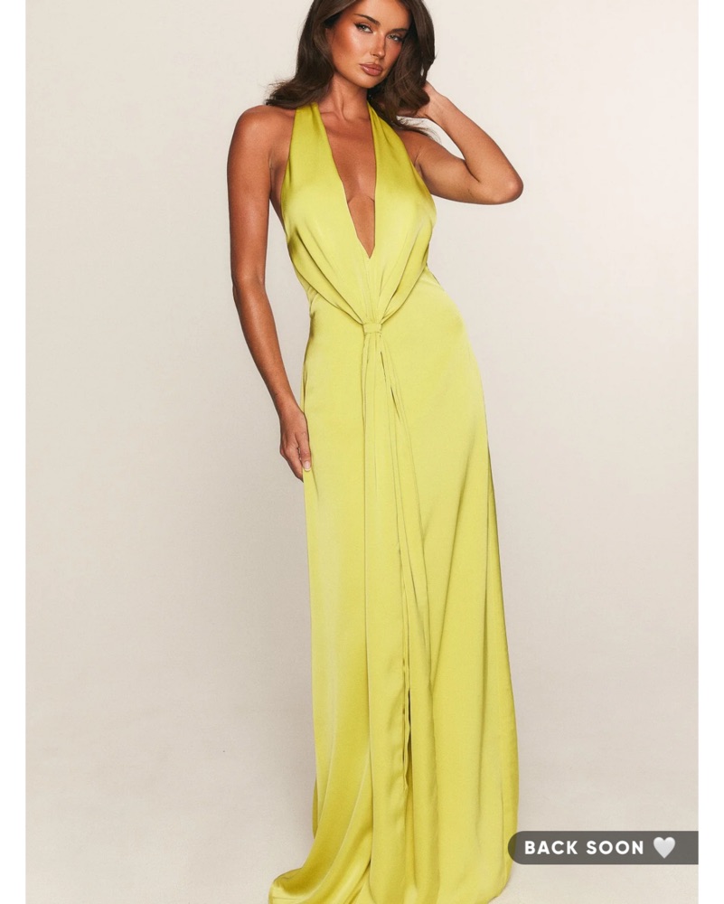 white fox silk dress It's Not The Same Maxi Dress Lemon
