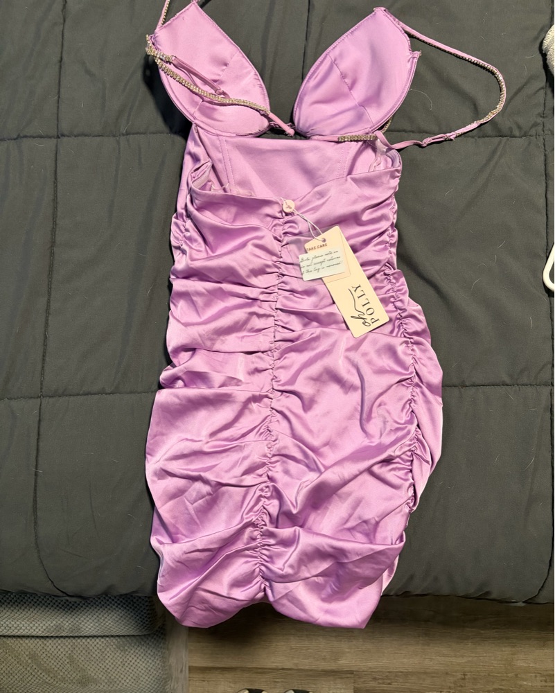 oh polly cut out satin mini dress Embellished Cut Out Mini Dress in Fuschia - 2
