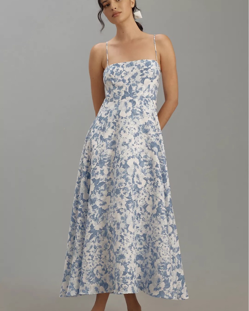 white linen fitted dress ALIGNE Drop Waist Linen Dress - White | Rosia main image 1