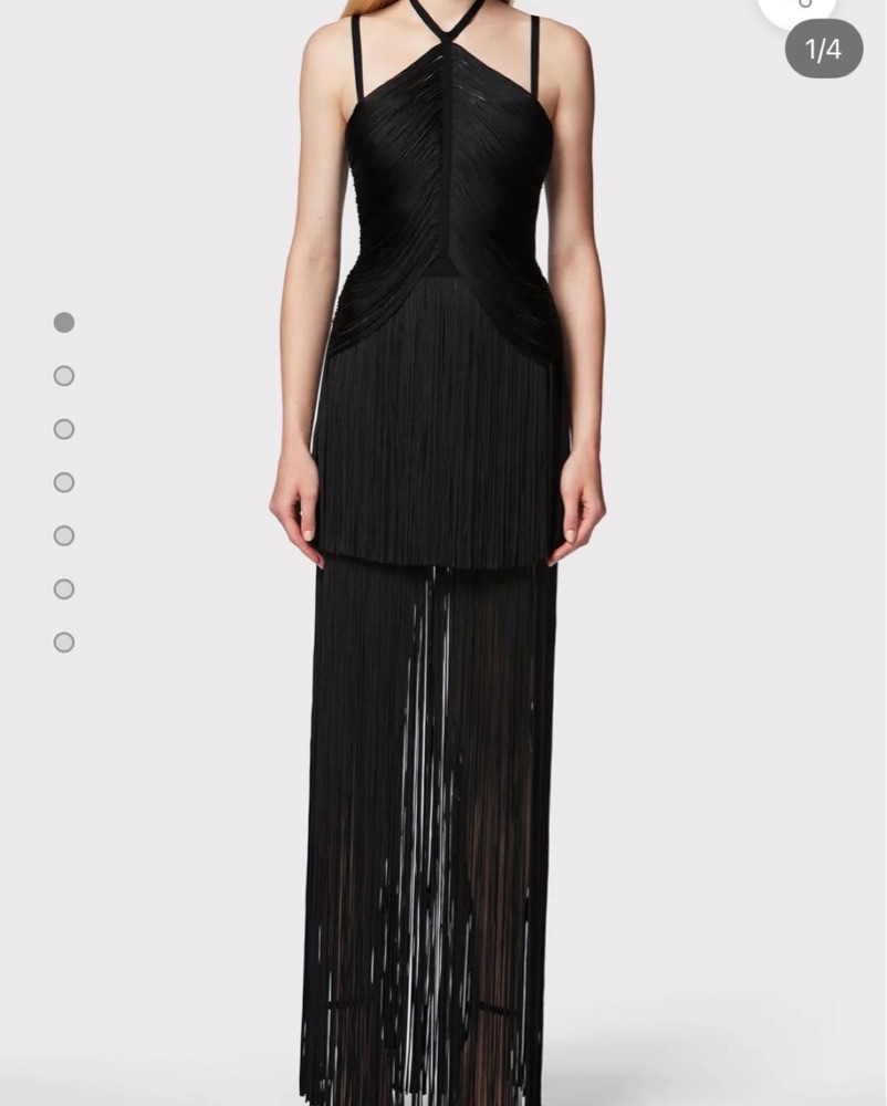herve leger black fringe dress THE VIVIENNE GOWN  HERV LGER