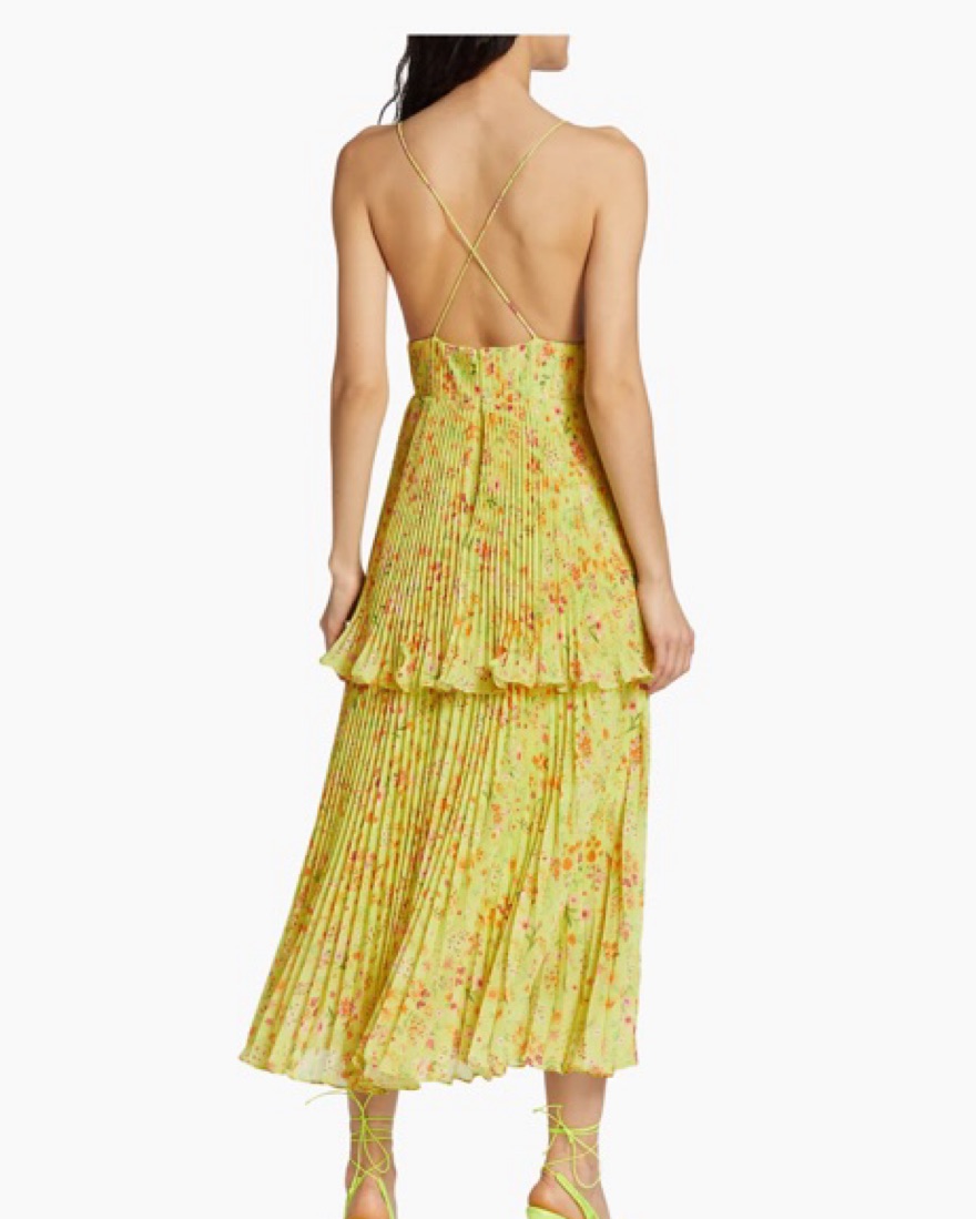 Amur Nico Floral Pleated Tiered Dress by Amur - Pickle